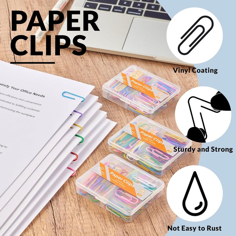 NEEWAY Colorful Paper Clips Assorted Sizes, Small and Large Paperclips, 210 Count, 3 Pack of 70 (Multicolor) - Image 4